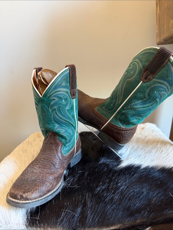 Rank 45 Other - Rank 45 Kid’s Cowboy Boots Size 13 Brown & Turquoise Leather Western Boots